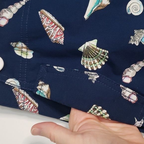 TALBOTS Petites Navy Blue Skirt Women's 4P Seashells Pockets Coastal Preppy - Picture 2 of 11